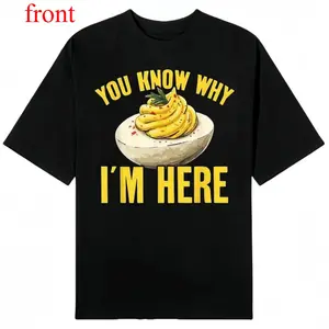 Cotton Tee Retro Thanksgiving Dinner You Know Why I'm Here Deviled Egg T-Shirt Black Crewneck Menswear Top Short Sleeve Streetwear