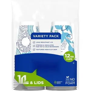 Dixie To Go Medium Paper Coffee Cups With Lids, 12 Oz, 14 Count, Disposable Cups For On-The-Go Hot Beverages