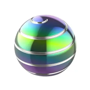 Edc High Gloss Silver Color Rotating Desktop Ball Fidget Spinner Toy, Stress Relief Finger Spinning Gyroscope, Desk Accessory