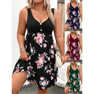 SHEIN LUNE Plus Size Printed Tank Dress, Summer