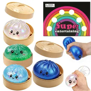 4counts 2026 New Glitter Dumpling Squishy Box, Stress Relief, Soft Squeeze Decompression Dough, Glitter Dumpling Squishy for Stress Relief, Squishy Glitter Dumplings, Soft Squishy Sensory