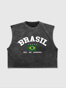 Men's Brazil Flag Print Tank Top, Regular Fit Casual Sleeveless Top for Daily Wear, Men's Clothes for All Seasons, Socks, Menswear