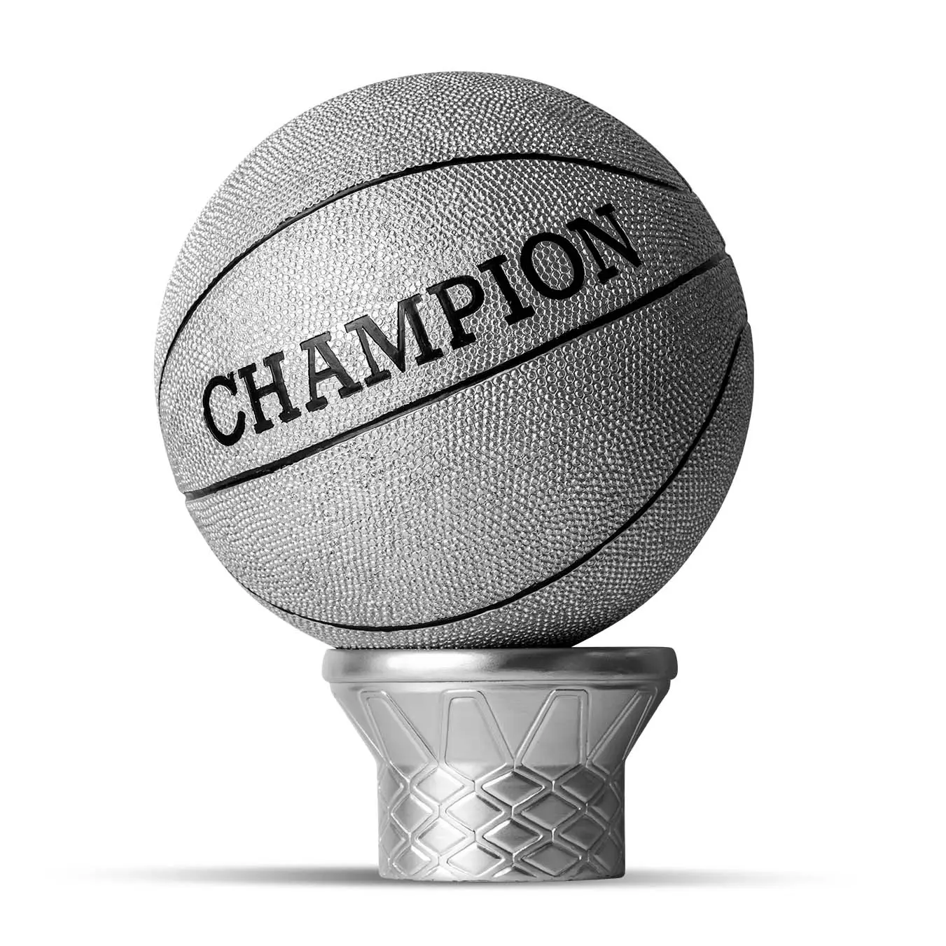 Silver Basketball Trophy Topper - B-Ball Theme Sports Award with Exclusive, Powerful Design, 8x8x10.5" Size for Competitive Events