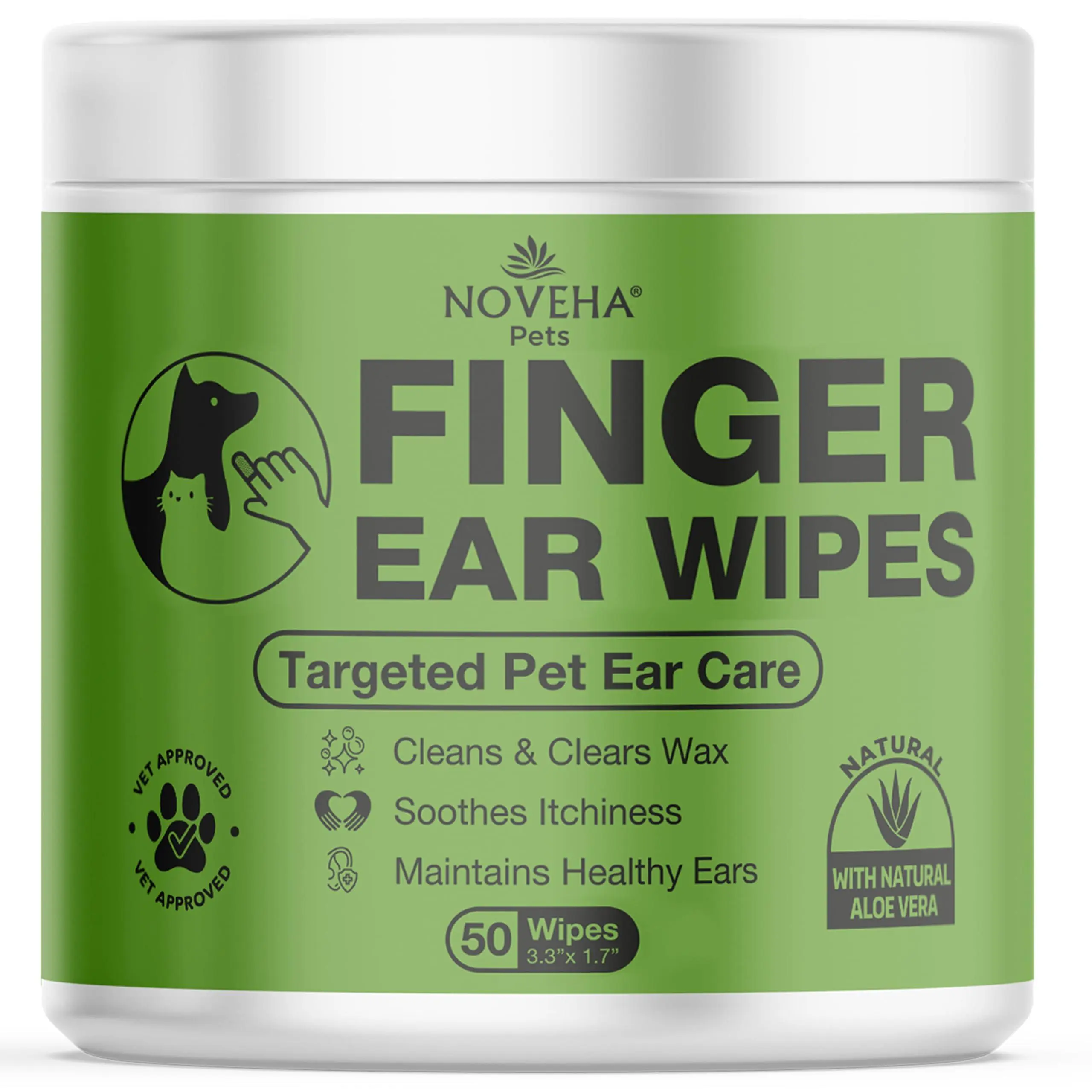 NOVEHA Pet Ear Wipes for Dogs and Cats