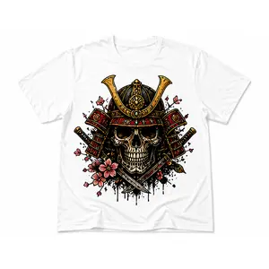 Samurai Skull Graphic T-Shirt for Men Women| Japanese Warrior Gothic Tee| Vintage Streetwear Unisex Shirt