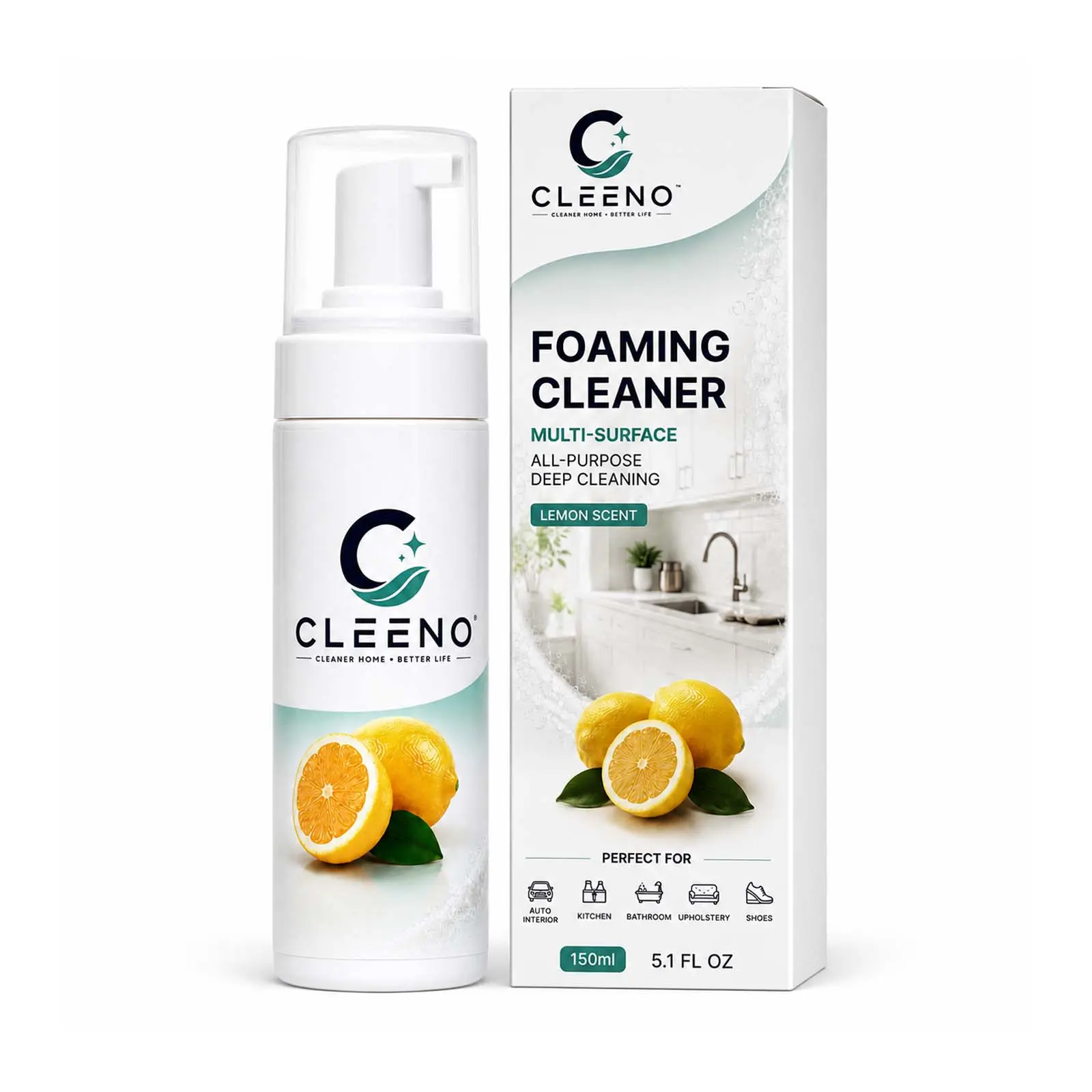CLEENO Multi-purpose sports shoe whitening foam mousse: stain and yellowing remover for white trainers – no water required