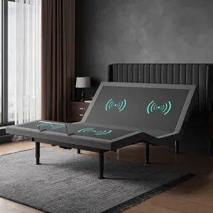 kaipuyiree Adjustable Bed Frame Queen with Massage -Wireless Remote Electric Power Bed Foundation Under-Bed Lighting | Zero Gravity | USB PortsX2 | Height Adjustable Legs