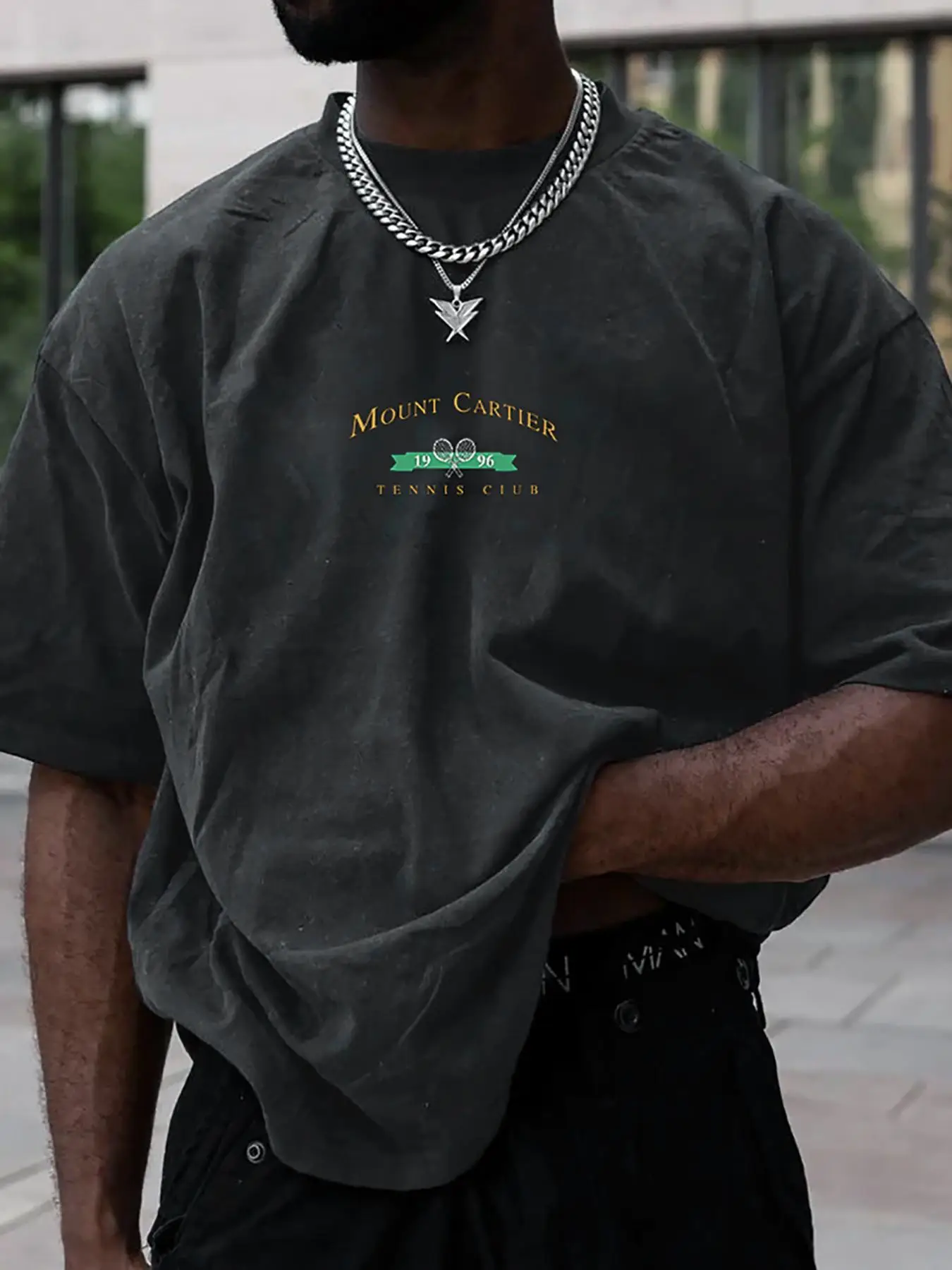 Men's Loose Letter & Figure Print Drop Shoulder Tee, Street Fashion Casual Soft Comfy Half Sleeve Round Neck T-shirt for Summer, Menswear for Daily We