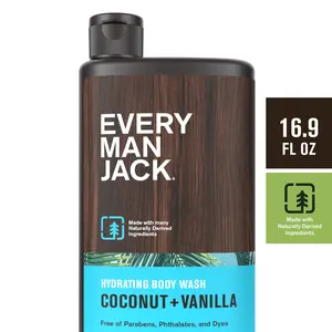 Every Man Jack Men'S Hydrating Body Wash Soap for All Skin Types, Naturally Derived Coconut and Vanilla, 16.9 Fluid Ounces Every Man Jack
