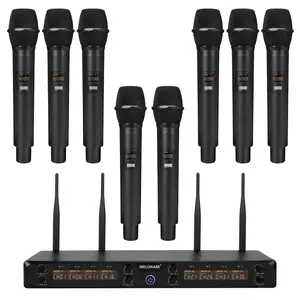 8-Channel Wireless Microphone System, UHF 500MHz Cordless Mic Set w/ 8x5 Frequencies, 240ft Range, Dynamic Handheld Microphone for Singing, Karaoke, Church, Meetings, Wedding (MWM-81F)