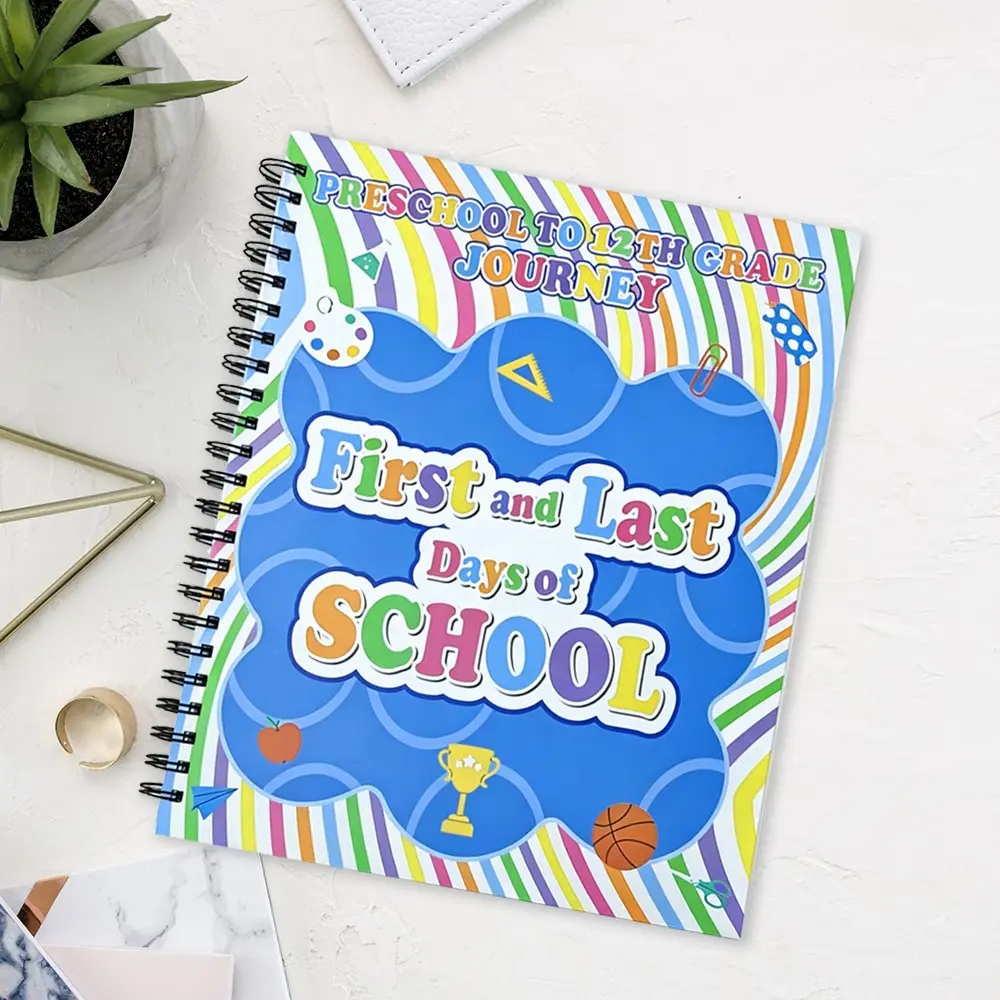 School Memory Book with Photo Pockets - 12-Year Keepsake Album for Grades K-12, Fill-in Journal for All School Years, Back to School & Graduation Photo Storage, Perfect for Students & Parents to Preserve Learning Journey, Inner Photo Keeper