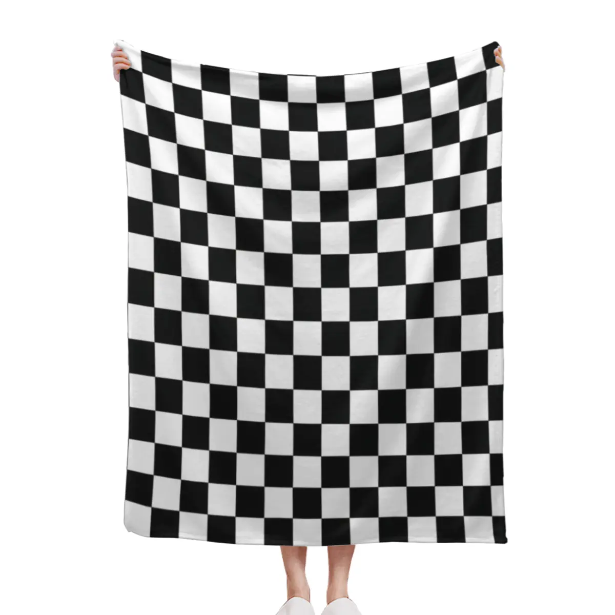 Classic Cozy Plush Texture Flannel Throw Blanket - Black and White Checkerboard Print, 30x40in, Multi-Size, All Seasons Warm Lightweight Durable Textile, Couch Bed Use, Couples Modern Living Room Decor Blanket