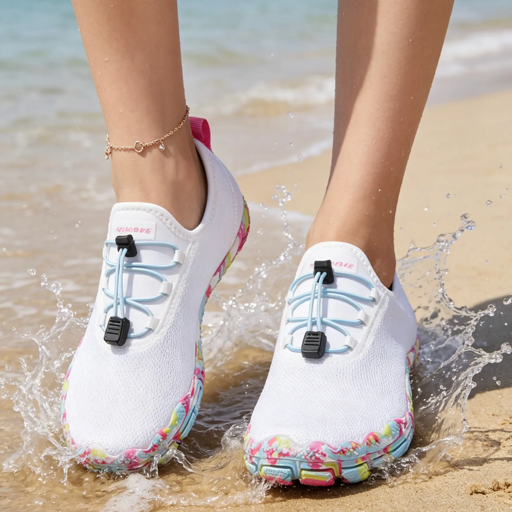 HIITAVE Womens 5 Wide Toes Lightweight Breathable Water Shoes Quick Dry Barefoot for Swim Diving Surf Aqua Sports Pool Beach Walking Yoga  Summertime summerwins