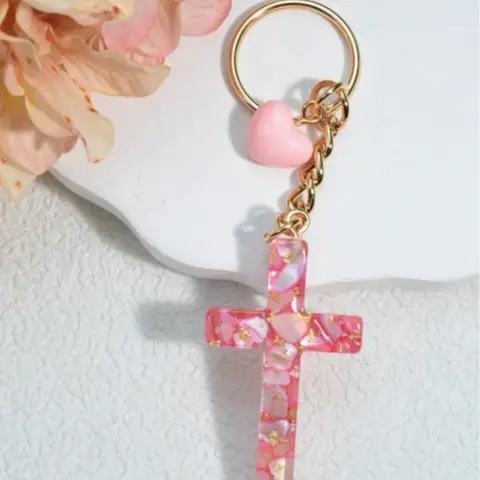 Mother's Day Gift Cross Charm Keychain, Pendant Keychain, Stylish Keychain, Fashionable Keychain for Women & Men, Trendy All-match & Exquisite Keychain for Birthday Gift, Trendy Cute Keychain, Stylish Keyring