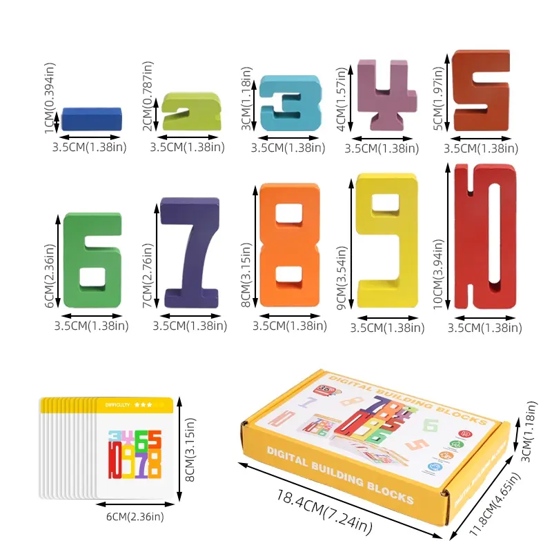 ZXShow Bloques De Números De Madera Montessori - Juguete Educativo Para Aprender A Sumar Y Contar Del 1 Al 10, Apilable Y Equilibrado, Regalo Para Niños De 5 Años O Más