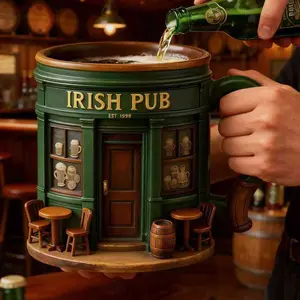 Irish Bar 3D Mug, Unique Design Coffee Cup, Perfect Gift for Family Friends Kids, Durable and Fashionable Drinkware