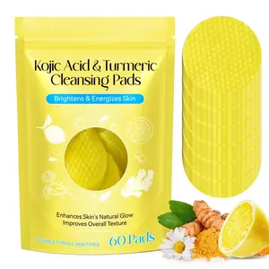 60pcs Turmeric Cleansing Pads Non-Irritating Turmeric Cleansing Pads Suitable for All Skin Types Face Wash Daily Gentle Lightweight Makeup Remover