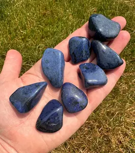 New Moon Beginnings Dumortierite Tumbled Stone - Grade AA, Natural Blue Color, Round Shape, Ideal for Various Applications