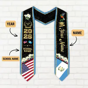 Customized 2026 Guatemalan American Flag Graduation Sash, Guatemala Graduation Stole, Custom Graduation
