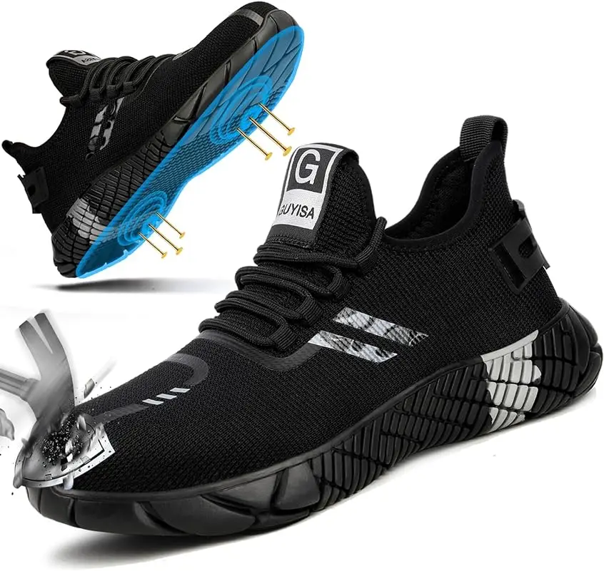 RUMFEN Steel Toe Shoes for Men Composite Shoes for Men Work for Women Safety Steel Toe Sneakers Lightweight Comfortable for Roofing Indestructible Ste