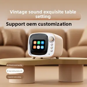 Smart Bluetooth speaker with display screen, retro TV, subwoofer, alarm clock, white noise, APP audio system