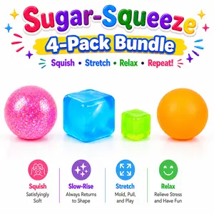 SugarSqueez Sugar Squishy Collection – Ultra Soft Maltose-Filled Dough-Like Fidget Toy Set, Slow-Rising Sensory Squish with Glitter, Neon & Cube Styles, Stress & Anxiety Relief for Kids, Birthday Party Gifts