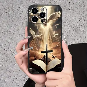 Featuring a spiritual cross, an open book, and bird patterns with a glowing design, shockproof and drop-resistant, suitable for iPhone 17/16/15/14/13/12/11/X/XS/XSMAX/16E/17E, a birthday gift suitable for both men and women