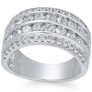 2Ct Multi Row Diamond Ring in 10k White or Yellow Gold Lab Grown