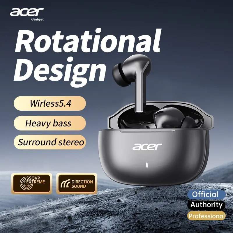 Acer OHR504 Wireless Stereo Earbuds, In-Ear Noise-Canceling Earphones, Extra Long Battery Life, Universal Fit for Men and Women, 30h Standby Time, Comfortable Wear, Noise Isolation Headphones,  HIFI Sound Quality Music Headset