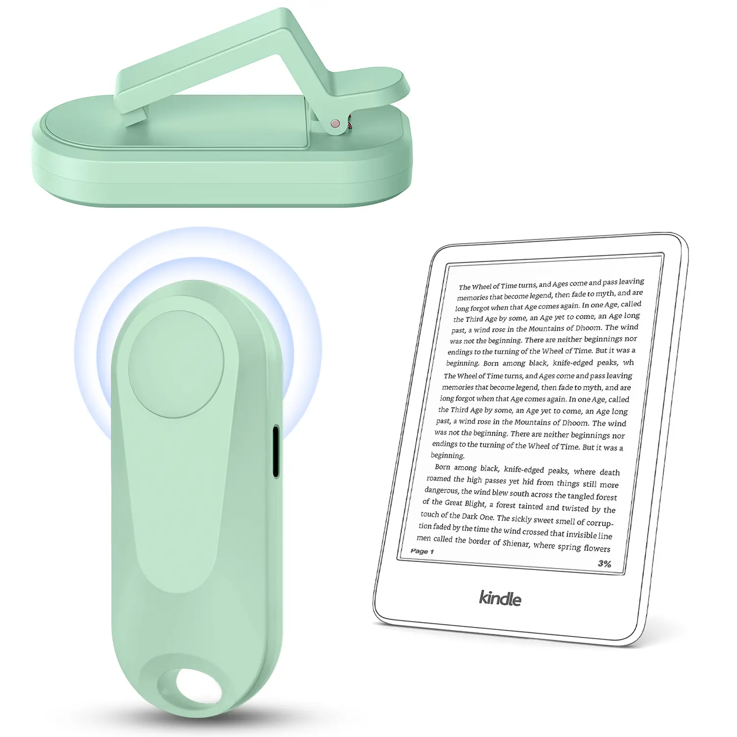 (Upgraded)DATAFY Remote Control Page Turner for Kindle Paperwhite Oasis Kobo, Camera Shutter & Video Recording, eReaders Clicker for iPad Tablets Reading Novels with Wrist Strap Storage Bag SummerWins