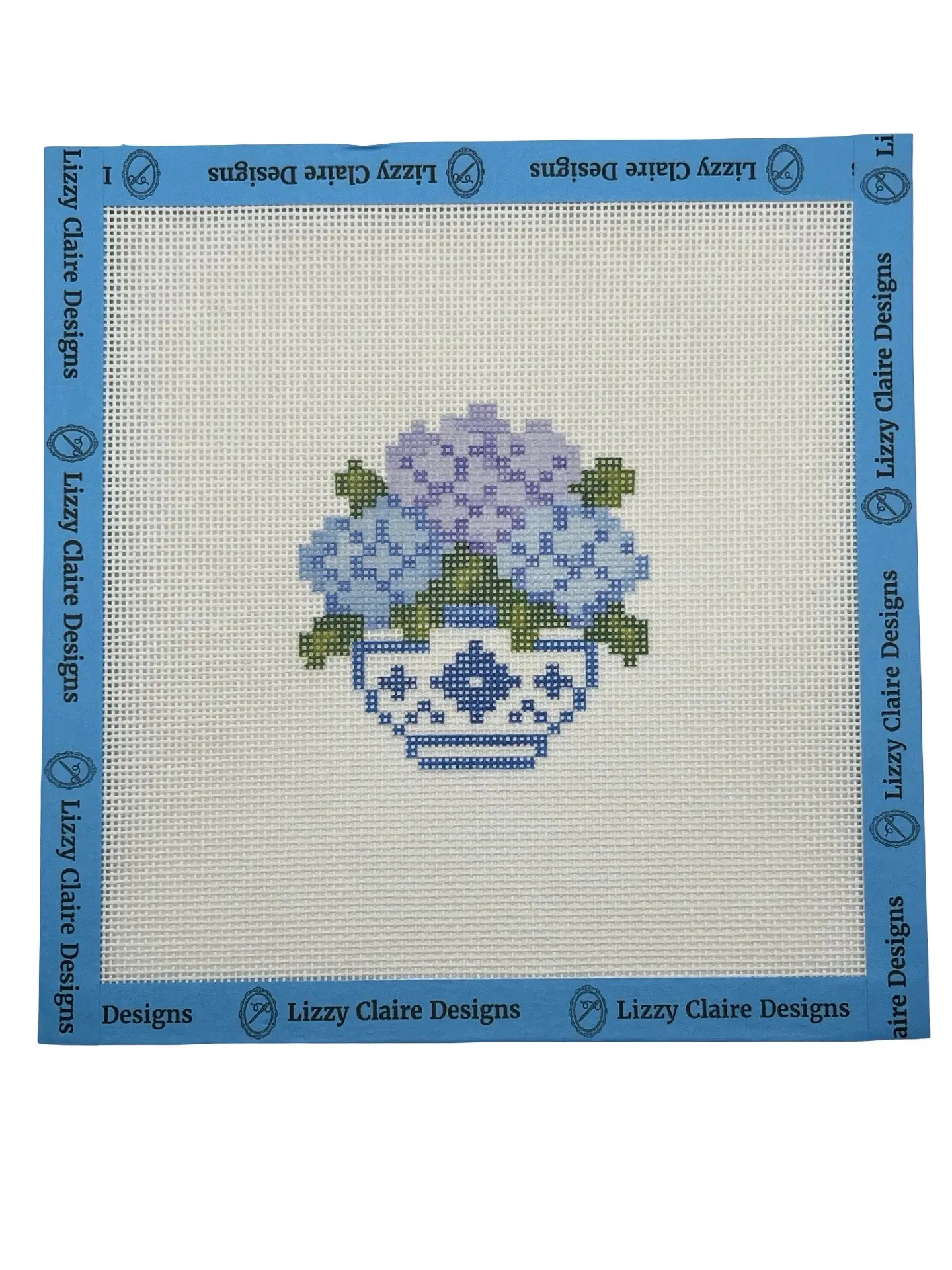Hydrangeas in a Ginger Jar - 18 mesh - 7 x 7 - Needlepoint Canvas