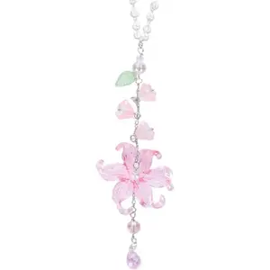 Aesthetic Lily of the Valley Car Charm Crystal Suncatcher, Handmade Resin Flower Rearview Mirror Hanging Ornament, Boho Cute Car Decor Accessory, Lucky Travel Charm Gift for Women Girls
