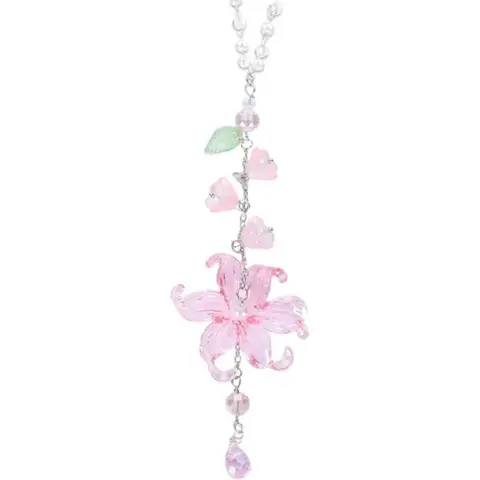 Handmade Resin Lily of the Valley Car Charm Crystal Suncatcher - Sohochic Girly Cute Car Accessories, Mirror-ready Loop Floral Fashion Accessory Set, Women's Lucky Rearview Mirror Ornament Birthday Gift, Interior Decor