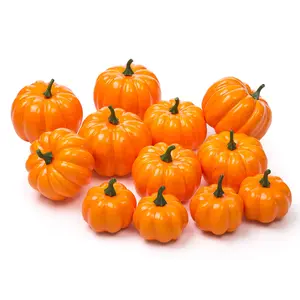 SUNNYGLADE 12 Pack Artificial Assorted Pumpkins, Mini Fake Pumpkins Artificial Vegetables for Halloween,Harvest Thanksgiving Party Decor