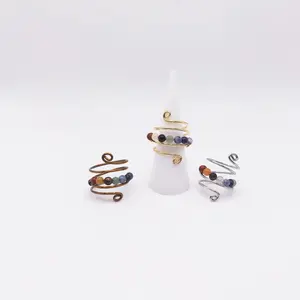 Natural Crystal Gemstone - Natural Crystal Gemstone - Chakra Statement Ring in Silver, Gold, Copper or Bronze Finish Handmade Wire