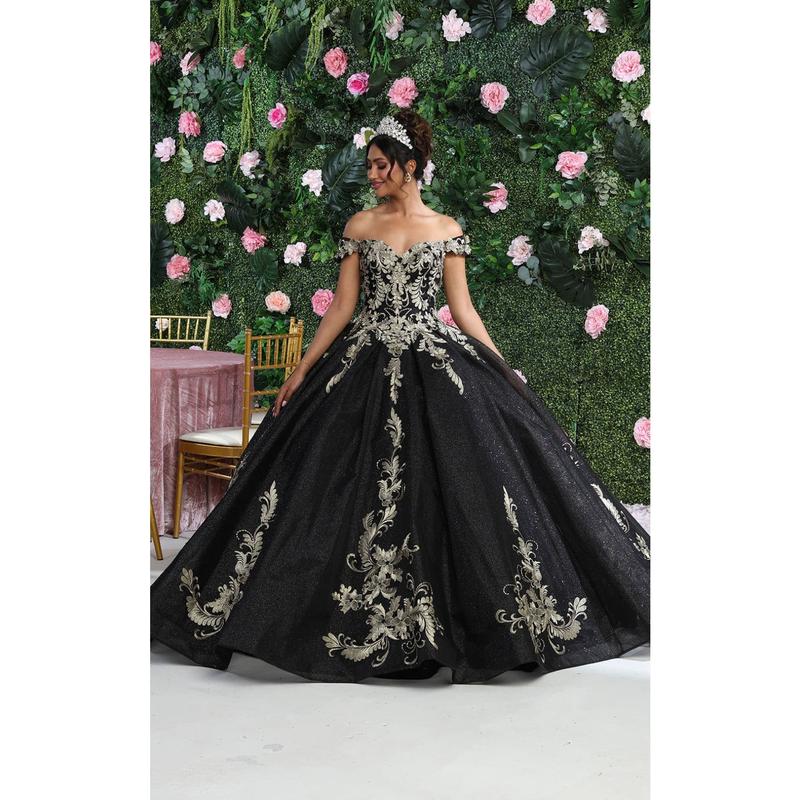 Black And Gold Quinceanera Dresses Off Shoulder Ball Gown
