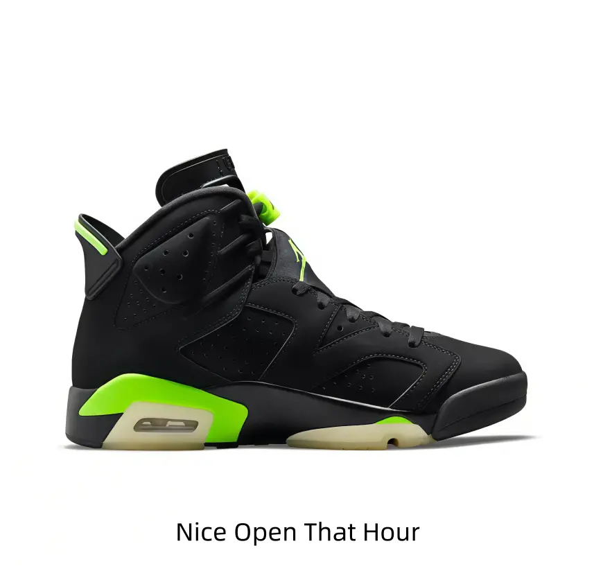 Matte Black Running Shoes - Sports Collectibles Accessory, Neon Green Accents, Translucent Cream Outsole, Sharp Color Contrast for Dark Techwear Street Aesthetics