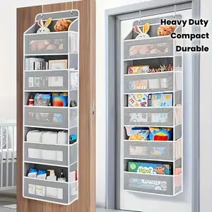 Door Back Hanging Storage Bag, Hangable Storage, Four-Layer Large Capacity Fabric Shelf, Multi-Function Storage for Bedroom Bathroom Pantry, Space Saving Solution