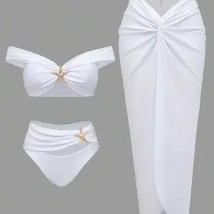 Women's 2025 New Starfish Two-Piece Swimsuit Long Skirt Three-Piece Bikini Adult Women's Underwear, Sexy Underwear, Suitable for All Seasons