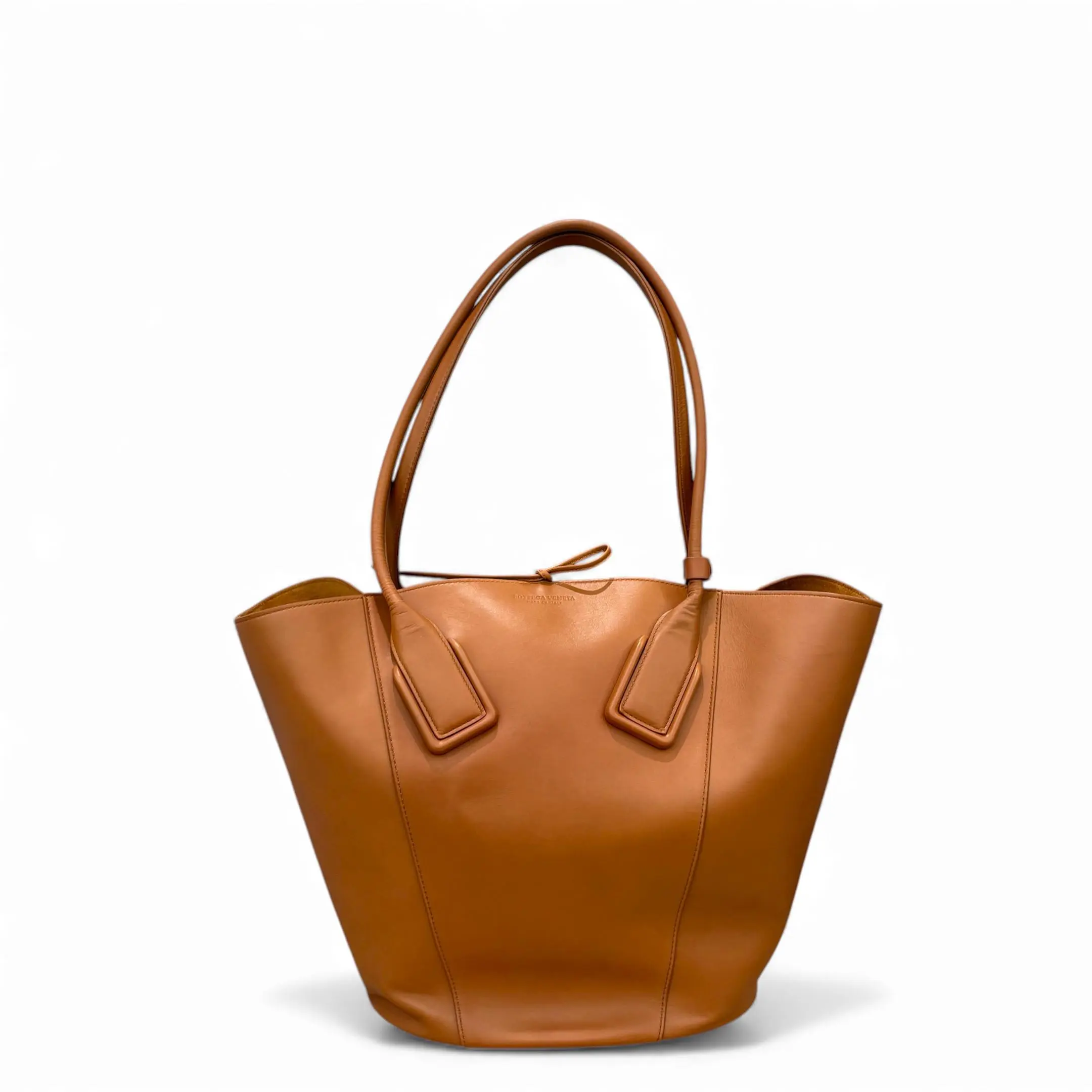 Pre-owned BOTTEGA VENETA Leather tote bags Handbag Calfskin Tan (sa1104m6)