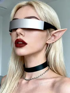 Future Cyberpunk Sunglasses, Christmas New Year Makeup Party Wraparound Shades, Unisex Punk Style Role Play Sun Protection