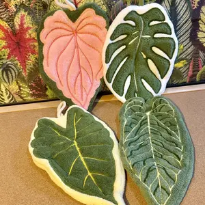 Anthurium Leaf Coral Fleece Hand Towel | Tropical Plant Decorative Hand Towel