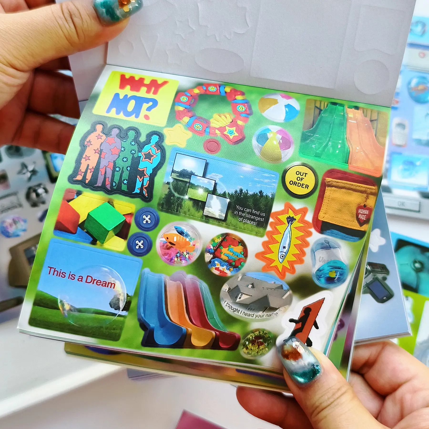 680-874+ Pcs 30 Sheets 90s Retrofuturism & Kidcore Dreamcore Sticker Book (2 Styles) - Cyber Y2K Retro Tech & Childhood Nostalgia Decals, Matte Glossy Glitter for Junk Journal