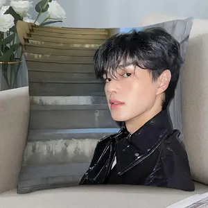 Korean Actor Song Kang Face Print Pillow Case - Realistic K-Drama Star Portrait Cover with Zipper Closure, Machine Washable Polyester for Bed, Sofa & Korean Culture Fan Gifts (No Insert Included)