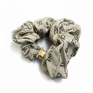 Pre-owned Celine Silk Small Leather Goods Triomphe Scrunchie