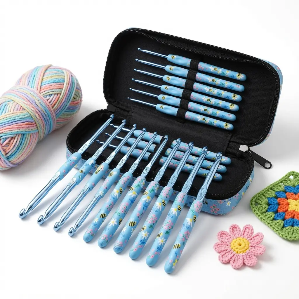 Ergonomic Crochet Hooks Set, 12 Sizes (2.0mm–8.0mm) – Soft Grip Aluminum Crochet Needles with Comfortable Handles, Portable Storage Case, Crochet Kit for Beginners, Adults & Arthritic Hands