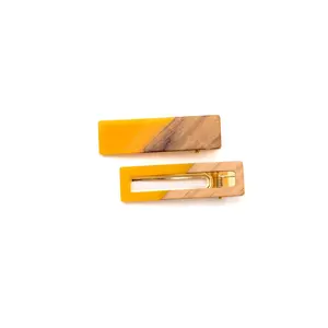 Two Tone Hair Clip Set in Yellow
