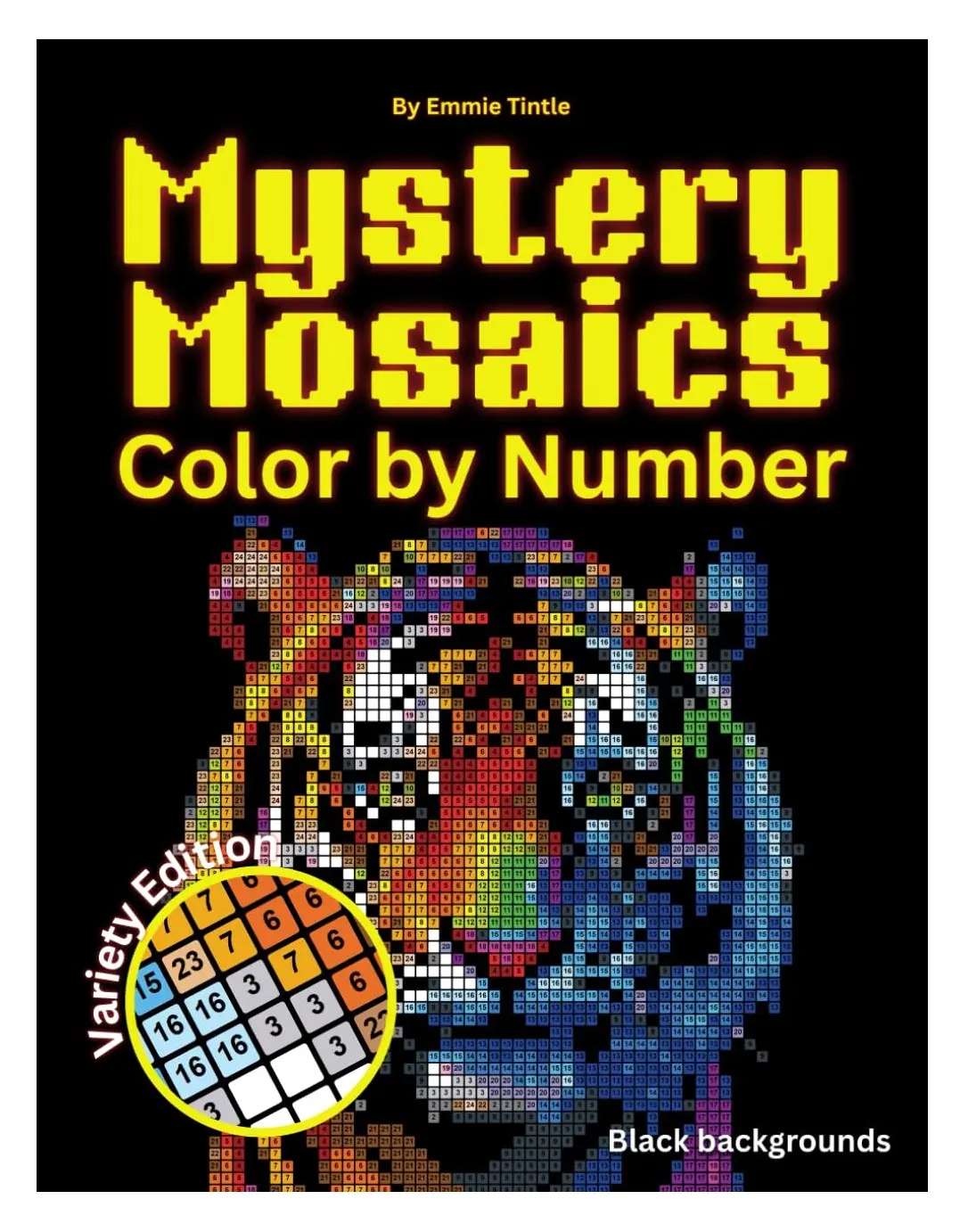 Mystery Mosaics Color by Number: Coloring Book for Adults – Featuring Hidden Animals, Landscapes, Flowers & More with Black Backgrounds for Stress Relief and Fun