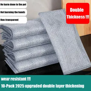 10pcs Double Layer Thickened Wear-Resistant Dishcloth - Scratch-resistant copper wire scrubber for pans, sinks and stubborn grease, reusable dishwashing mats, anti-odor and absorbent durable without falling off wires, no damage to hand dishcloths, ...