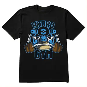 Water Type Gym T-Shirt – Blastoise Training Graphic Tee Inspired by Kanto Cotton Fabric